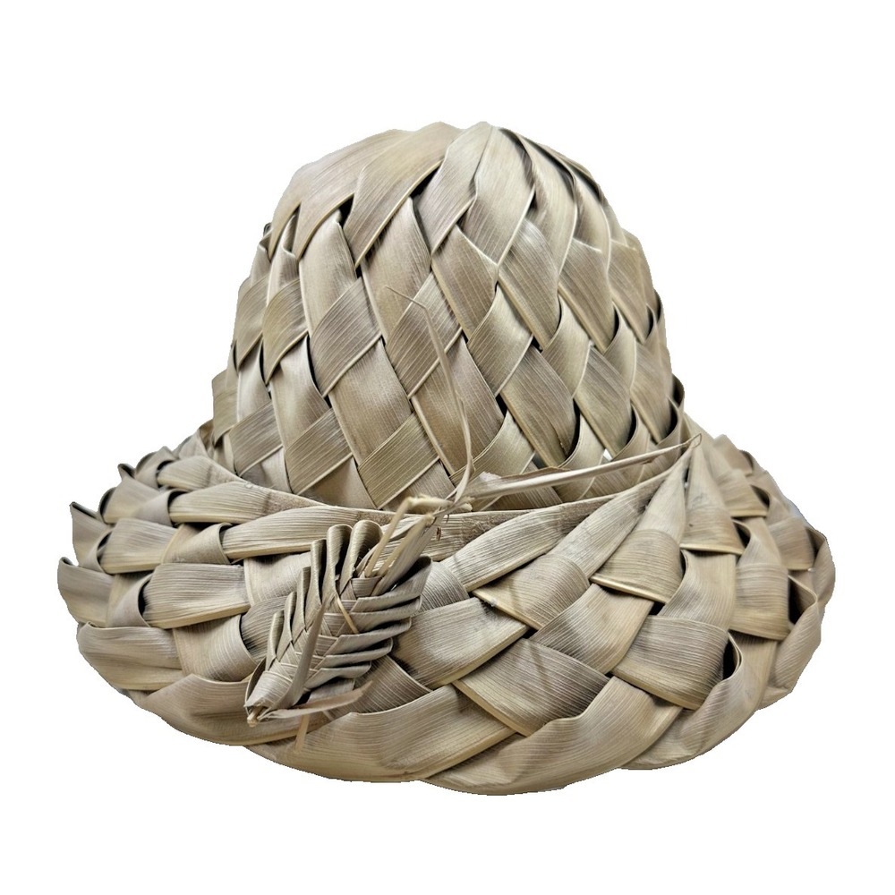 Vintage Asian Style Oriental‎ Woven Straw Large Weave Dome Sun Hat